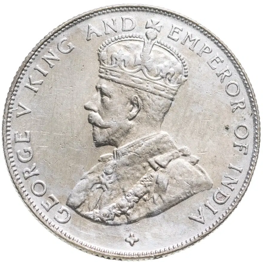 Стрейтс Сетлментс 50 центов (cents) 1920   крест ниже бюста, реверс