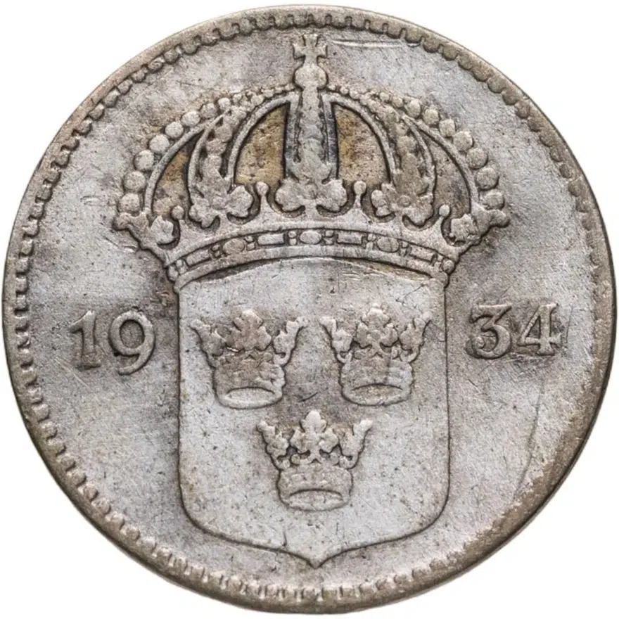 Швеция 10 эре (ore) 1934, аверс
