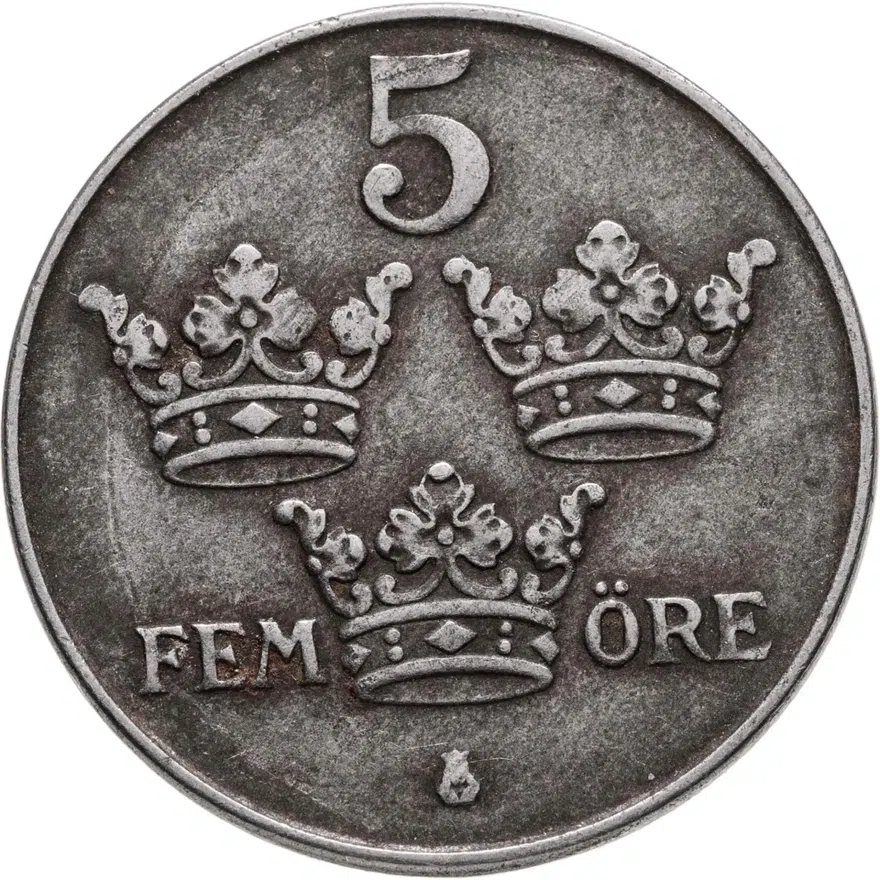 Швеция 5 эре (ore) 1946, реверс