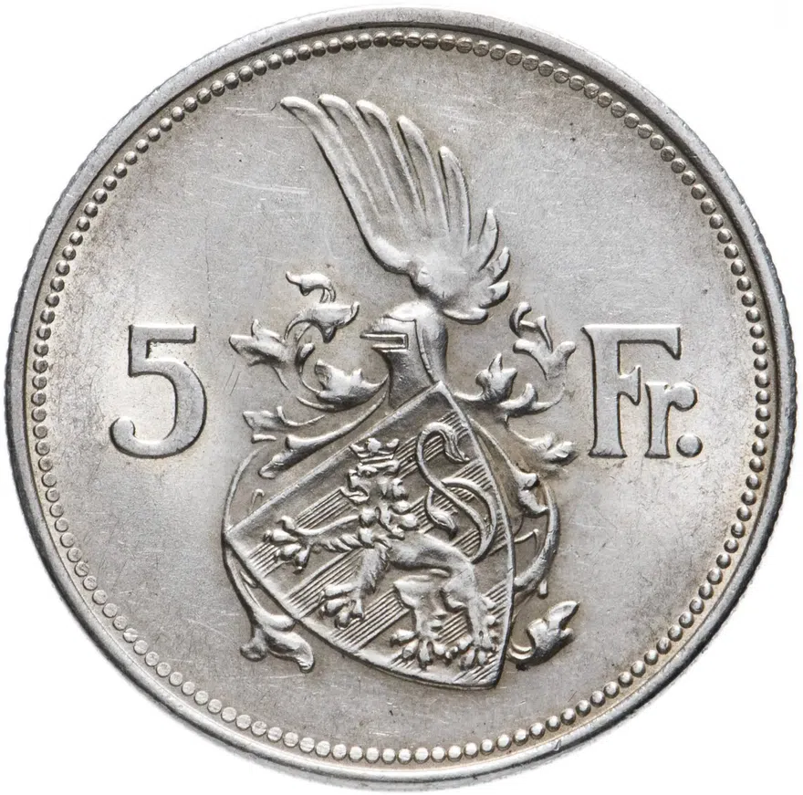 Люксембург 5 франков (francs) 1929, реверс