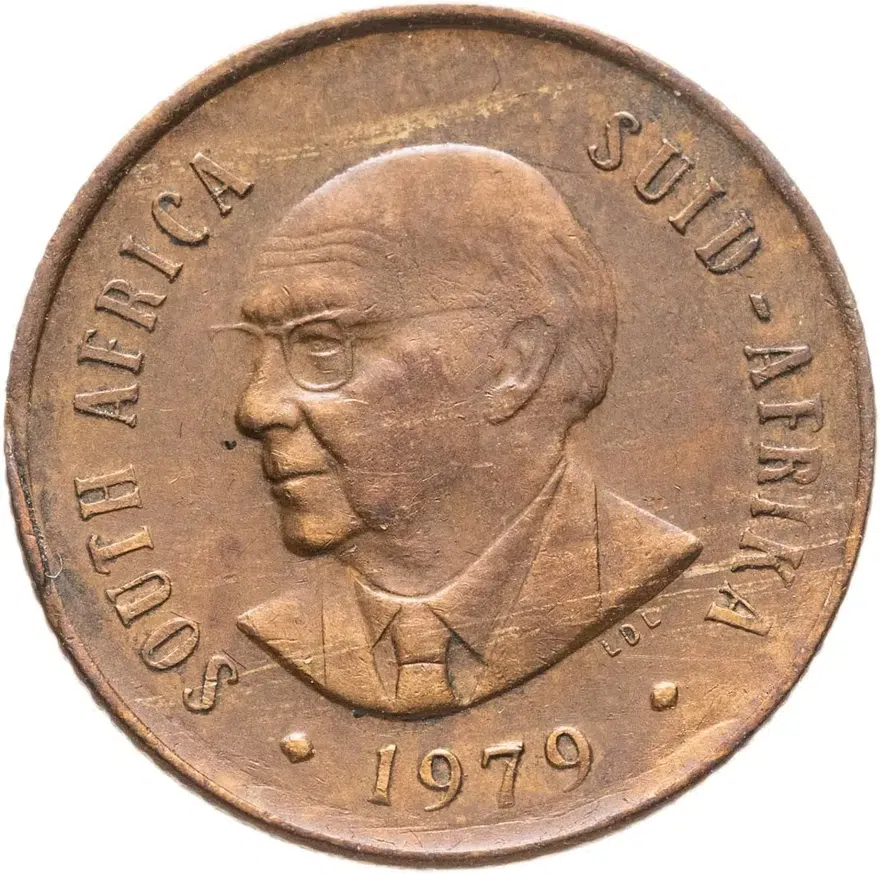 ЮАР 2 цента (cents) 1979  Окончание президентства Николааса Дидерихса, аверс
