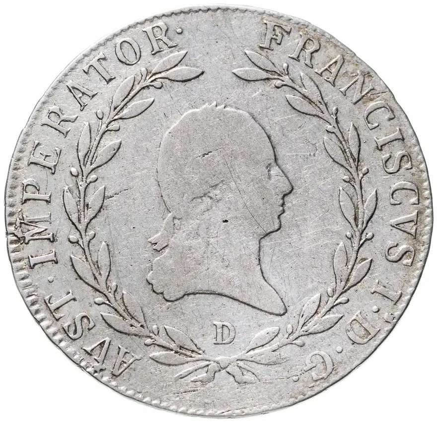 Австрия 20 крейцеров (kreuzer) 1809 знак монетного двора "D" - Зальцбург