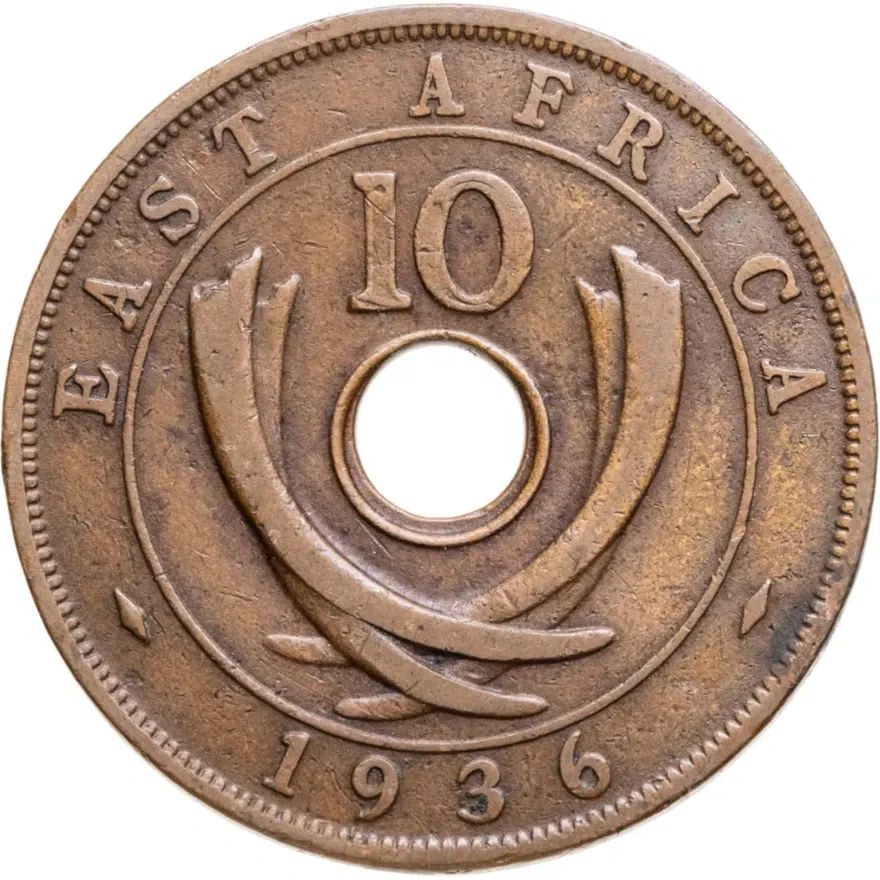 Британская Восточная Африка 10 центов (cents) 1936 Эдуард VIII Без отметки монетного двора, реверс