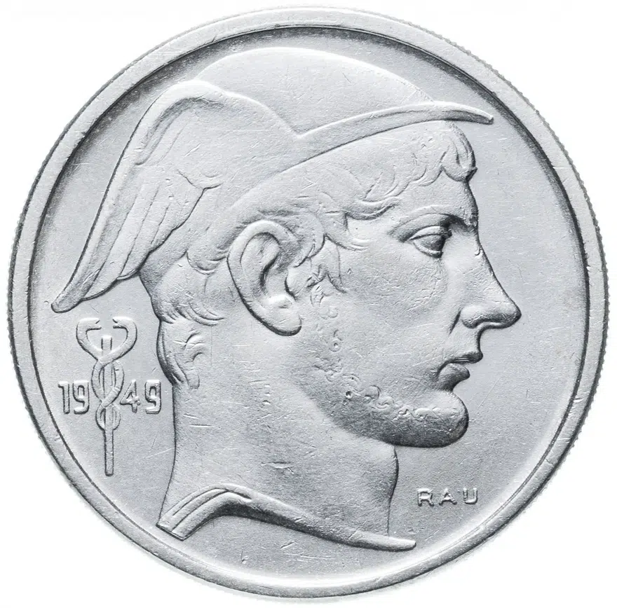 Бельгия 50 франков (francs) 1949 Надпись на французском - 'BELGIQUE'