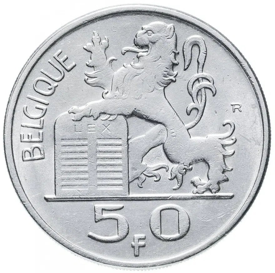 Бельгия 50 франков (francs) 1949 Надпись на французском - 'BELGIQUE', реверс