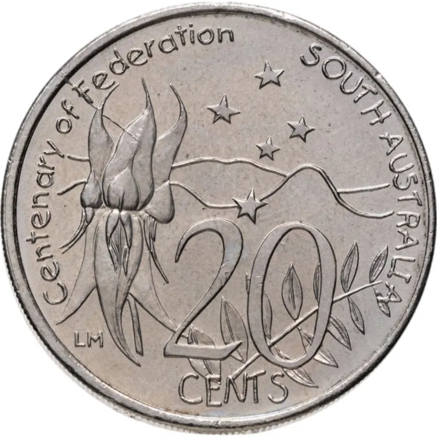 Австралия 20 центов (cents) 2001  Столетие Федерации - Южная Австралия
