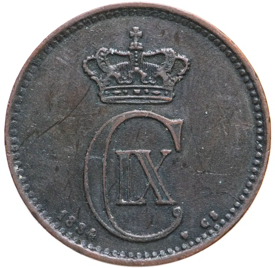 Дания 5 эре (ore) 1884, реверс