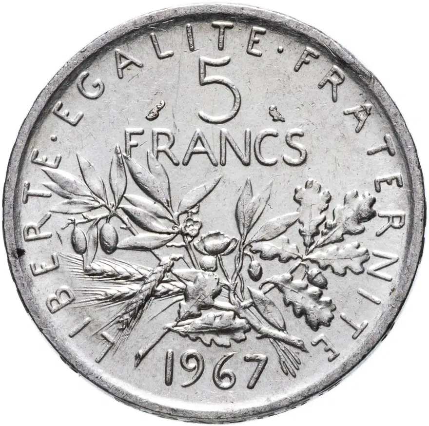 Франция 5 франков (francs) 1967, аверс