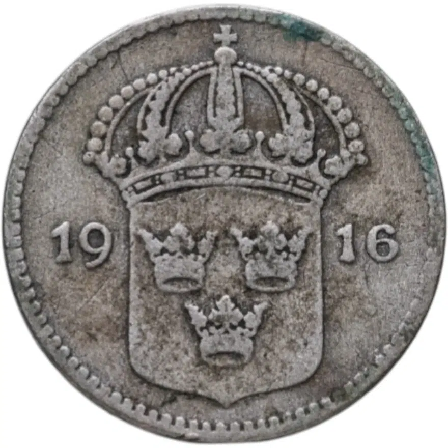 Швеция 10 эре (ore) 1916, реверс