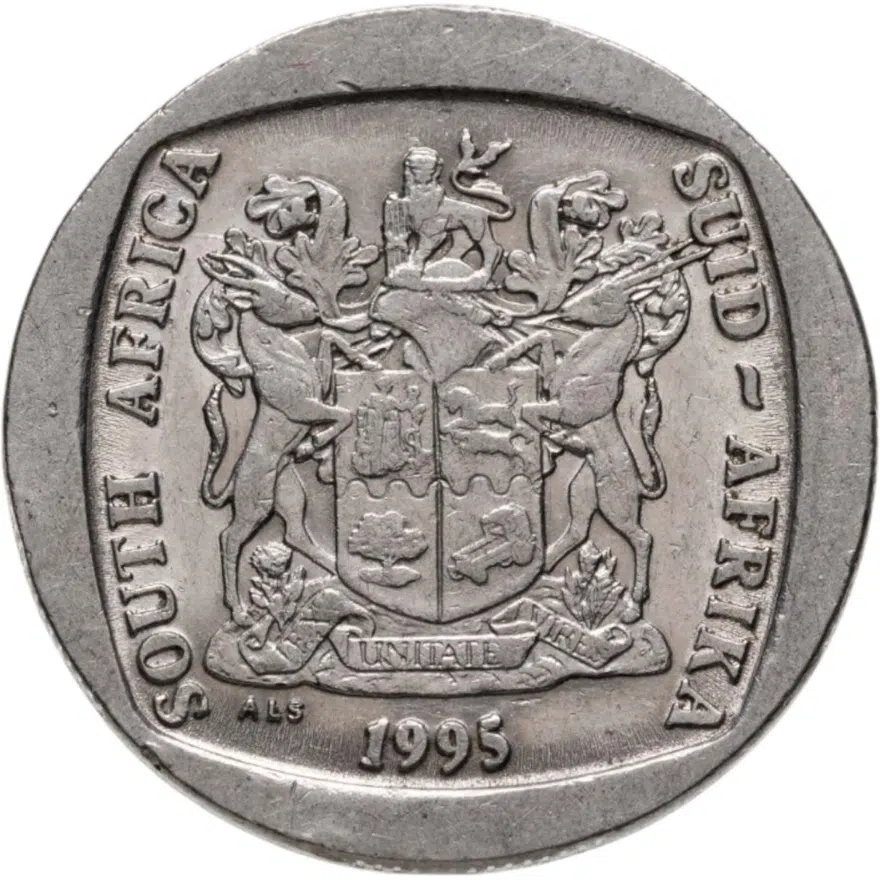 ЮАР 5 рандов (рэндов, rand) 1994-1995, реверс