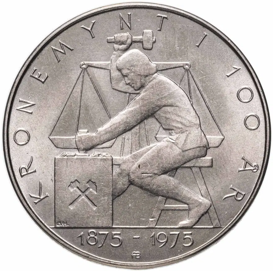 Норвегия 5 крон (kroner) 1975  100 лет кроне