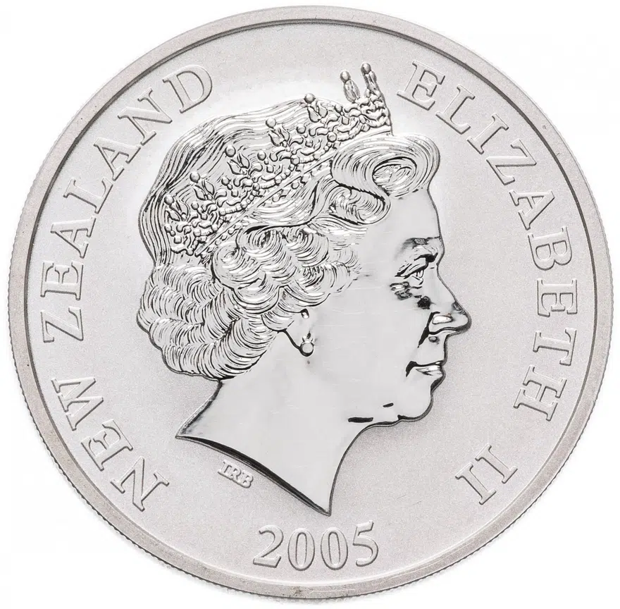 Новая Зеландия 1 доллар (dollar) 2005 "Птица рови (Apteryx rowi)" в голографическом буклете, реверс