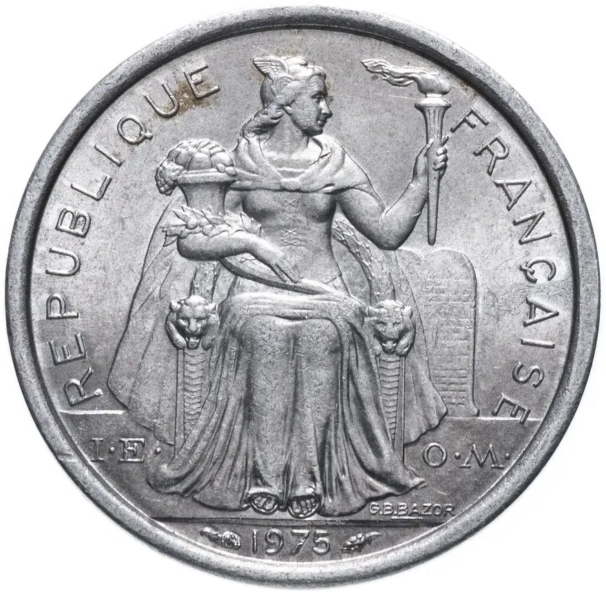 Французская Полинезия 1 франк (franc) 1979, реверс