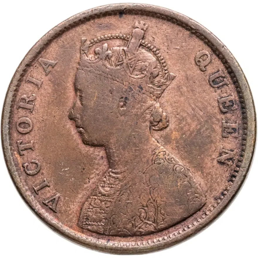 Британская Индия 1/2 анны  1862, реверс