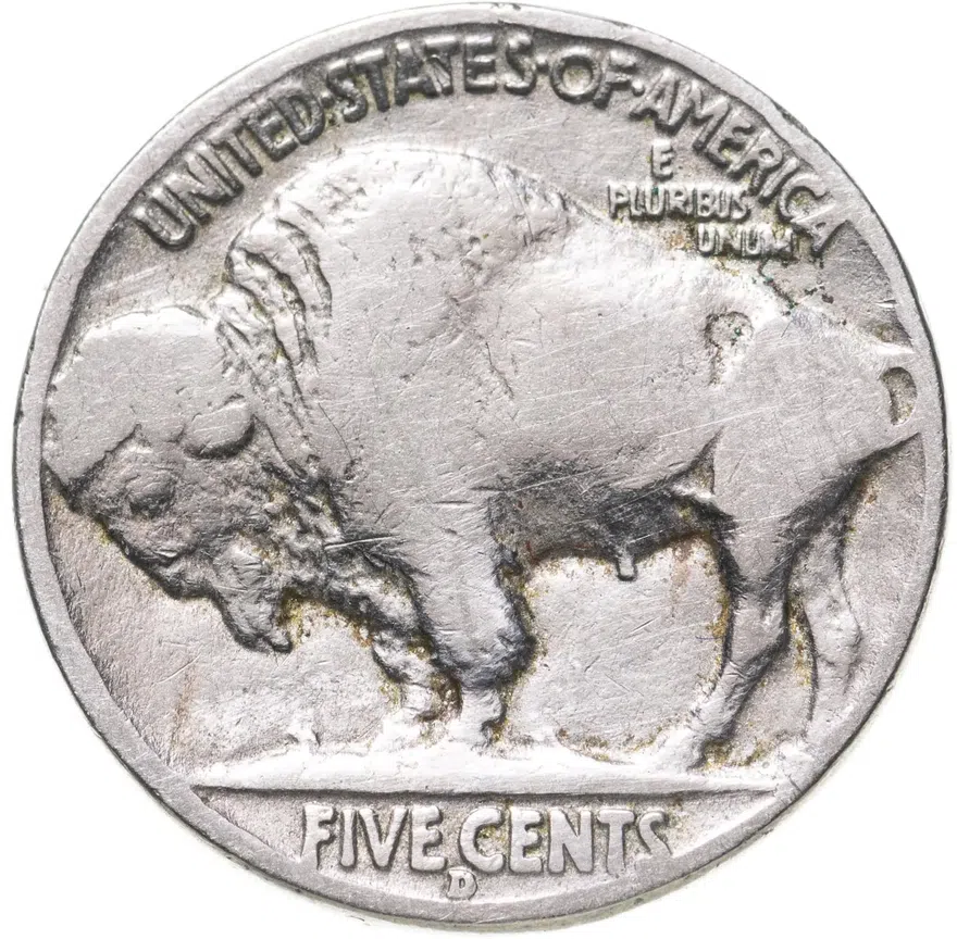 США 5 центов (cents) 1934 D Buffalo Nickel знак монетного двора: "D" - Денвер, аверс