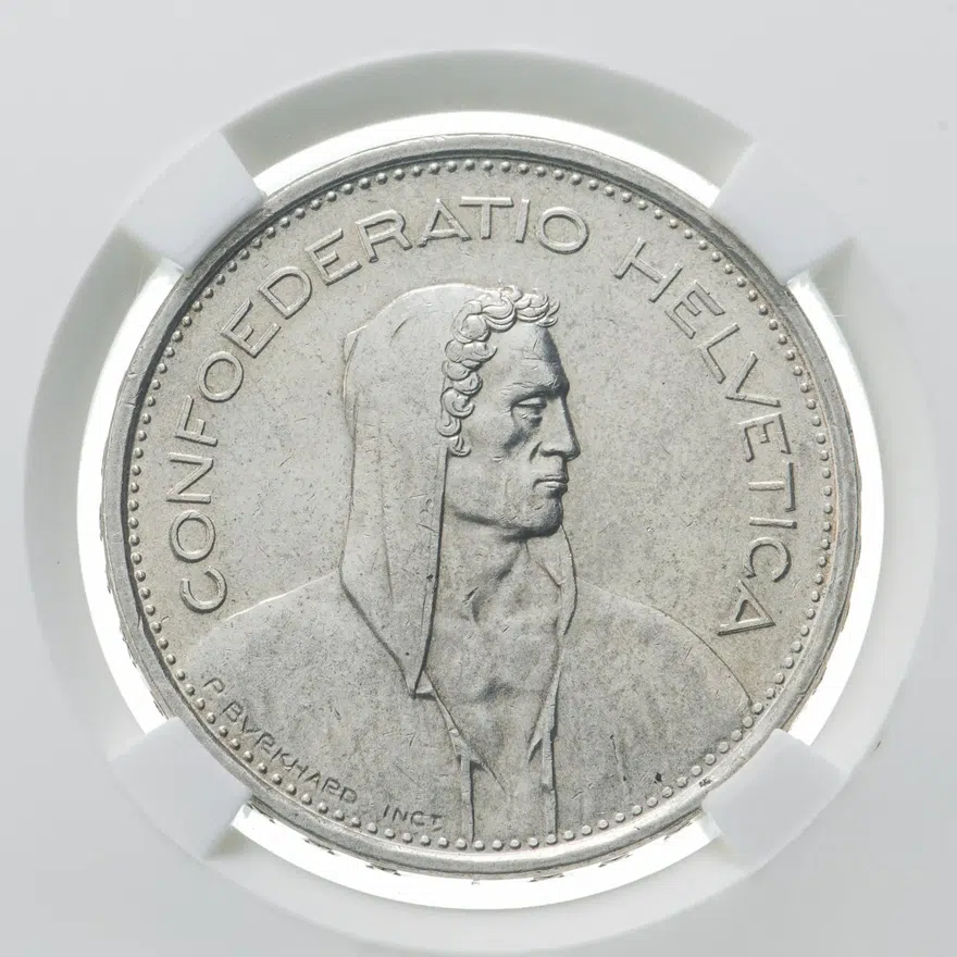 5 франков 1966  Швейцария в слабе ННР MS62