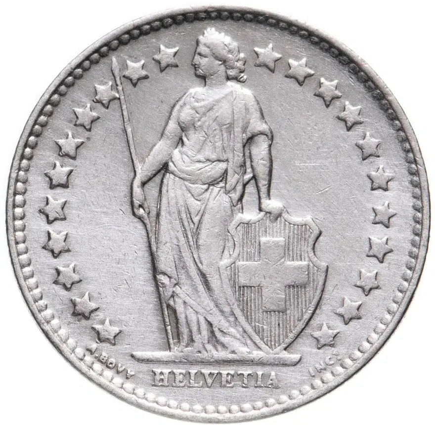 Швейцария 1/2 франка (franc) 1948, реверс