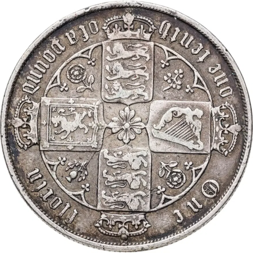 Великобритания 2 шиллинга (флорин, shillings) 1878 (т.н. "готический"), реверс