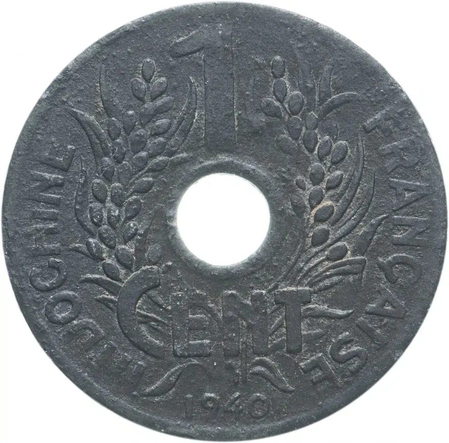 Французский Индокитай 1 сантим (centime) 1940 Роза, реверс