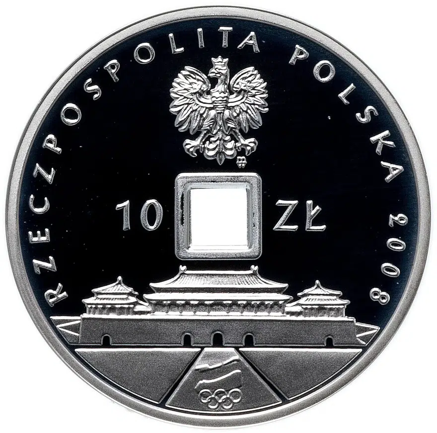 Польша 10 злотых (zlotych) 2008 "XXIX летние Олимпийские игры, Пекин 2008" (Квадратное отверстие), реверс