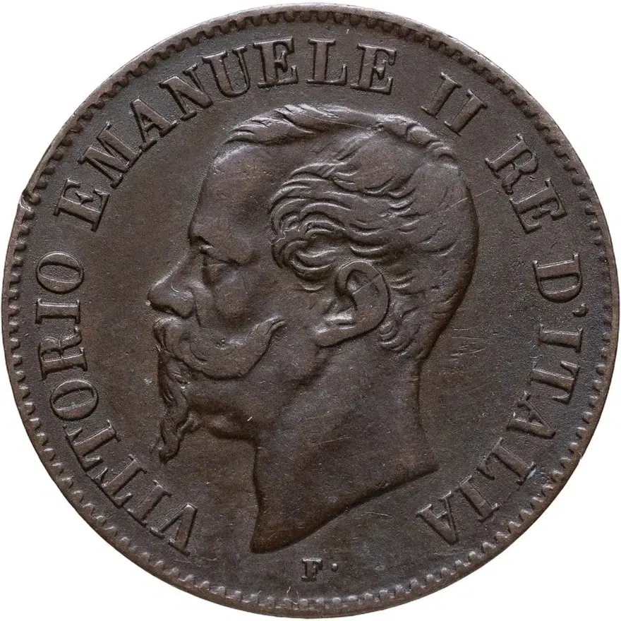 Италия 2 чентезимо (centesimi) 1861 M  знак монетного двора: "M" - Милан, реверс