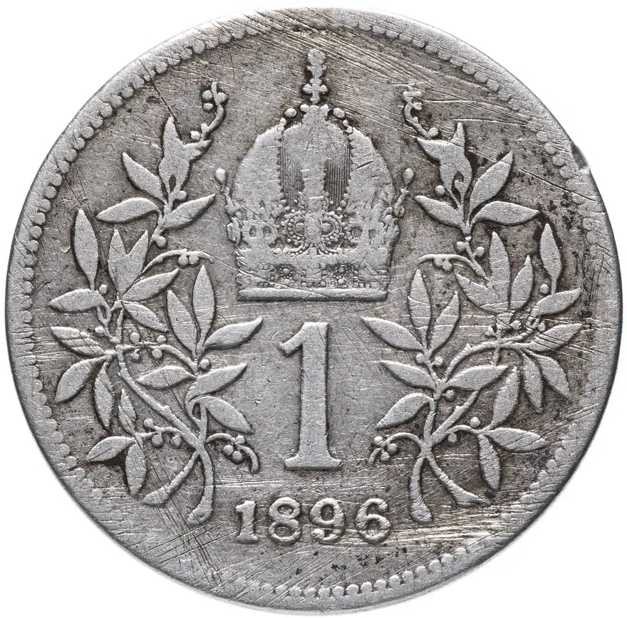 Австро-Венгрия 1 крона (korona) 1896, монета для Австрии, реверс