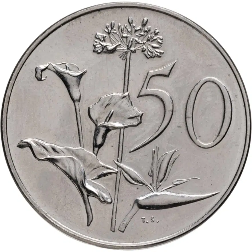 ЮАР 50 центов (cents) 1967 "Надпись на английском языке - "SOUTH AFRICA", реверс