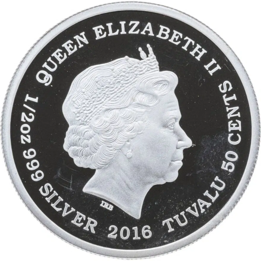 Тувалу 50 центов (cents) 2016  Детёныши - Ирбис, в футляре с сертификатом, реверс