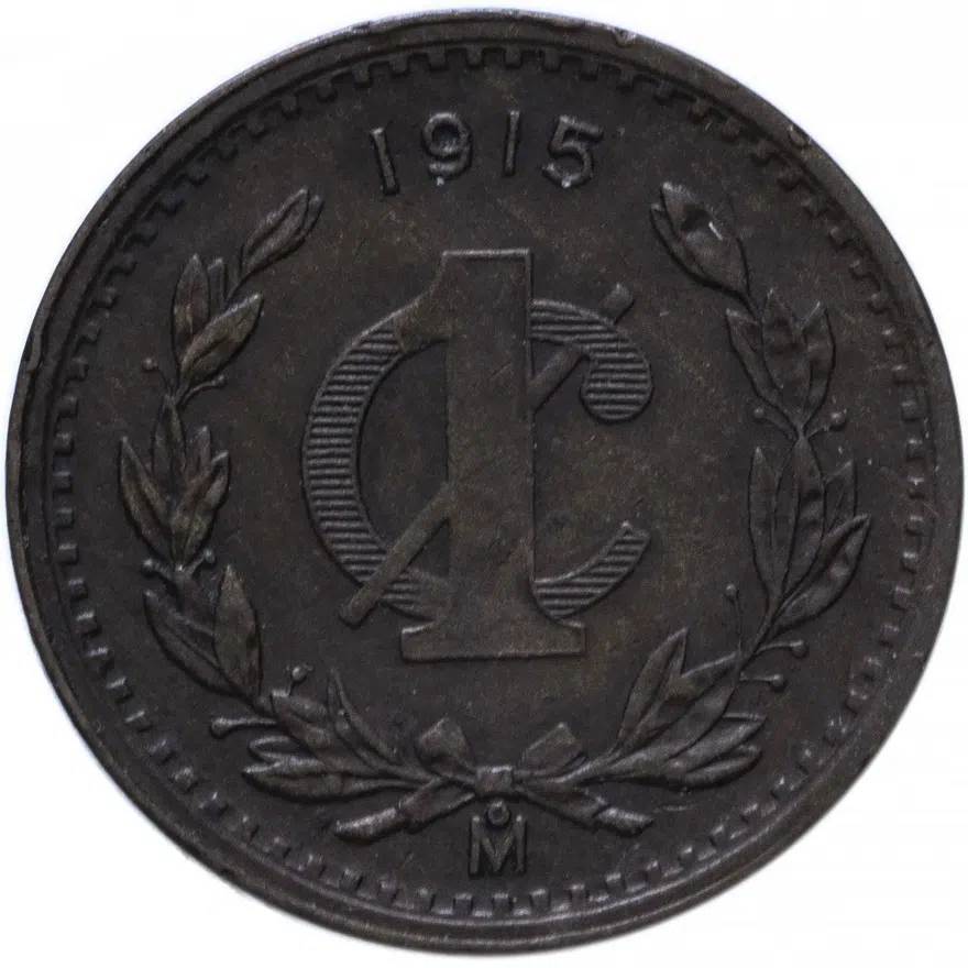 Мексика 1 сентаво 1915 уменьшенного размера, выпуск Эмилиано Сапаты, аверс