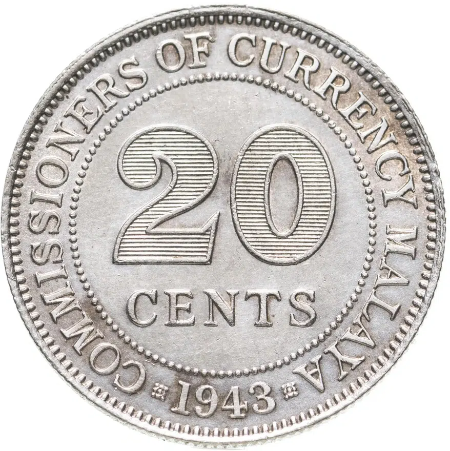 Малайя 20 центов (cents) 1943