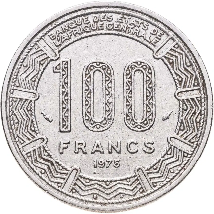 Габон 100 франков (francs) 1975, реверс
