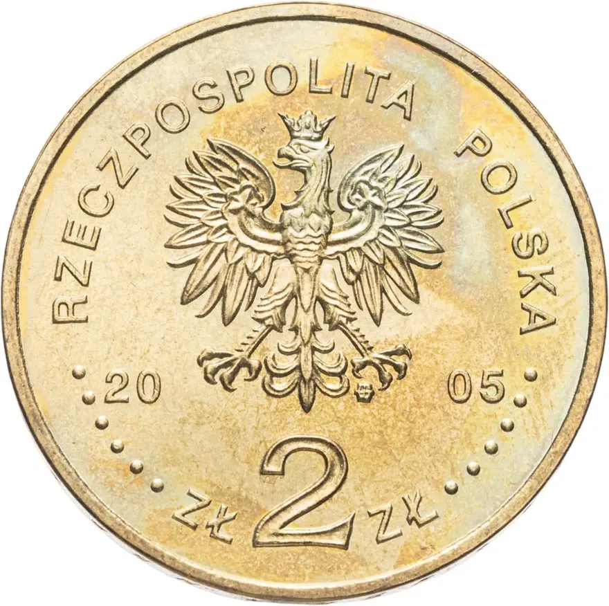 Польша 2 злотых (zlote) 2005  История польского злотого - парусное судно на 2 и 5 злотых 1936 года, аверс