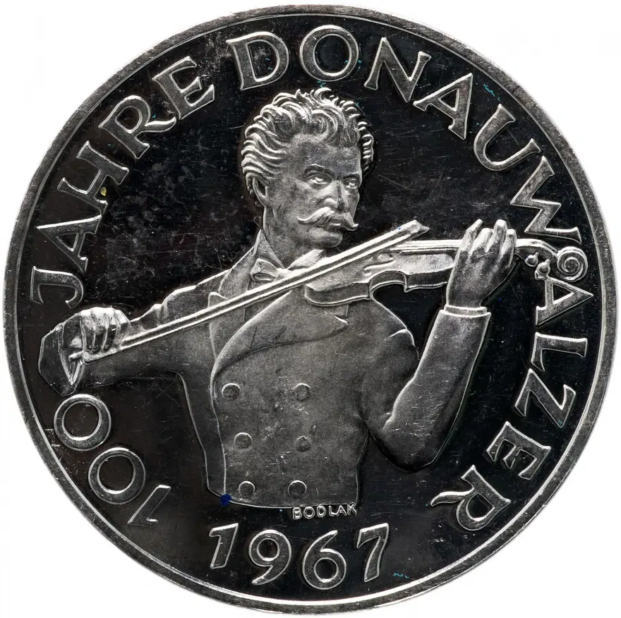 Австрия 50 шиллингов (shillings) 1967  100 лет вальсу "На прекрасном голубом Дунае"