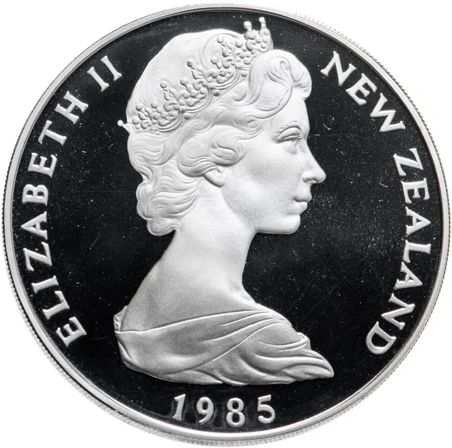 Новая Зеландия  1 доллар 1985 Чёрный Ходулочник, реверс
