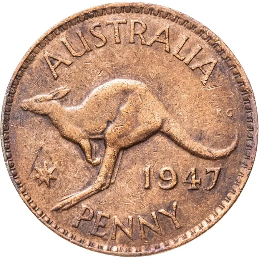 Австралия 1 пенни (penny) 1947   без точки, реверс