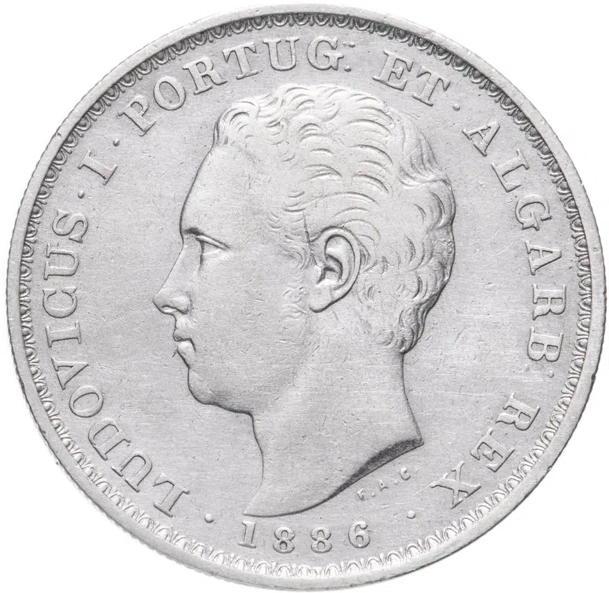 Португалия 500 реалов (рейс, reis) 1886, реверс