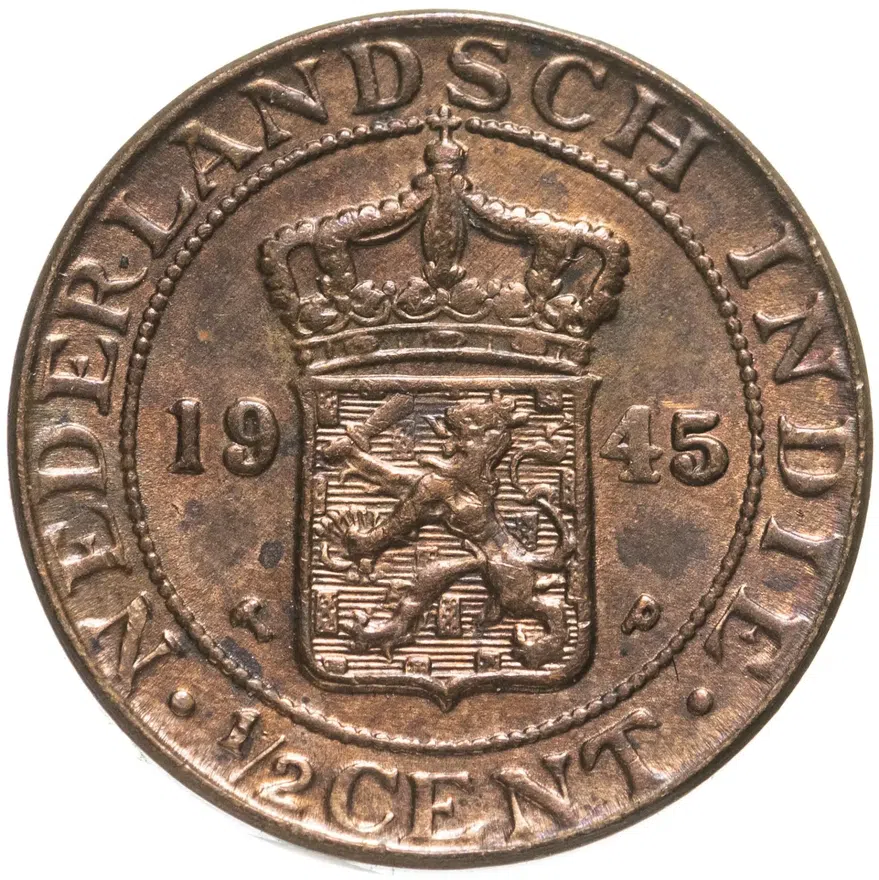 Голландская Ост-Индия 1/2 цента 1945, аверс