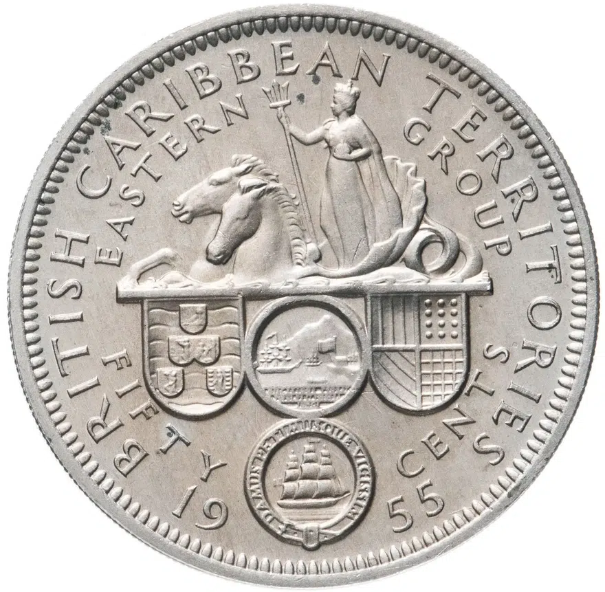 Восточные Карибы 50 центов (cents) 1955, реверс