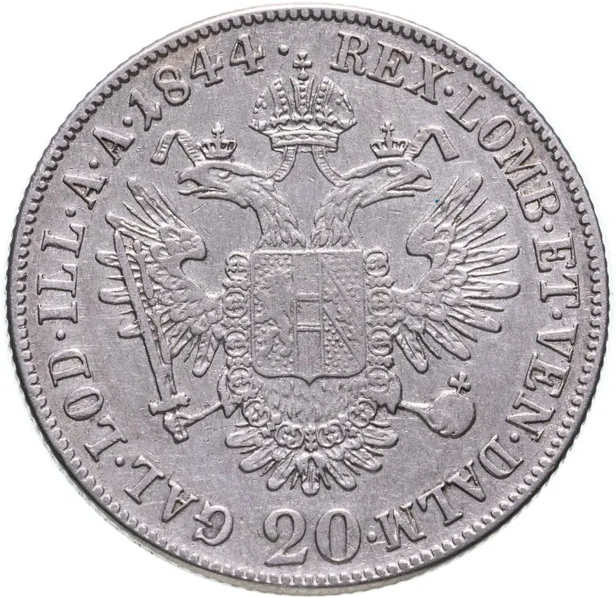 Австрия 20 крейцеров (kreuzer) 1844 В, реверс