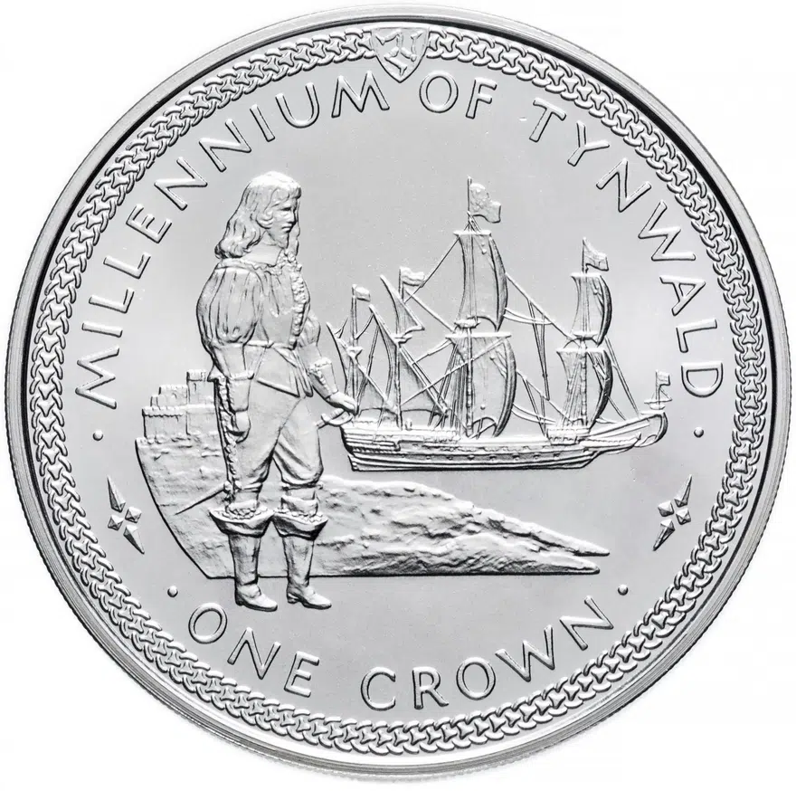 Остров Мэн 1 крона (crown) 1979 "1000 лет Тинвальду - Ост-индский корабль", реверс