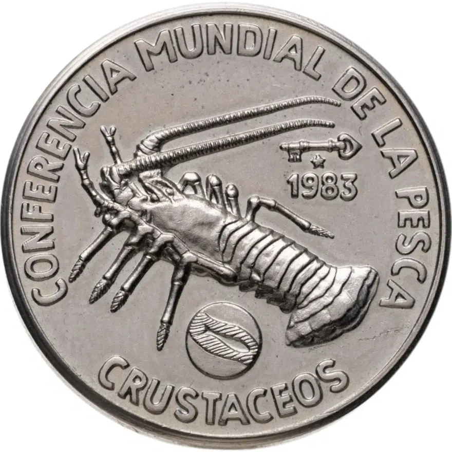 Куба 1 песо (peso) 1983  Всемирная конференция по рыболовству, аверс