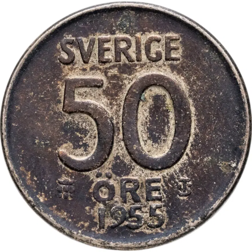 Швеция 50 эре (ore) 1955, аверс