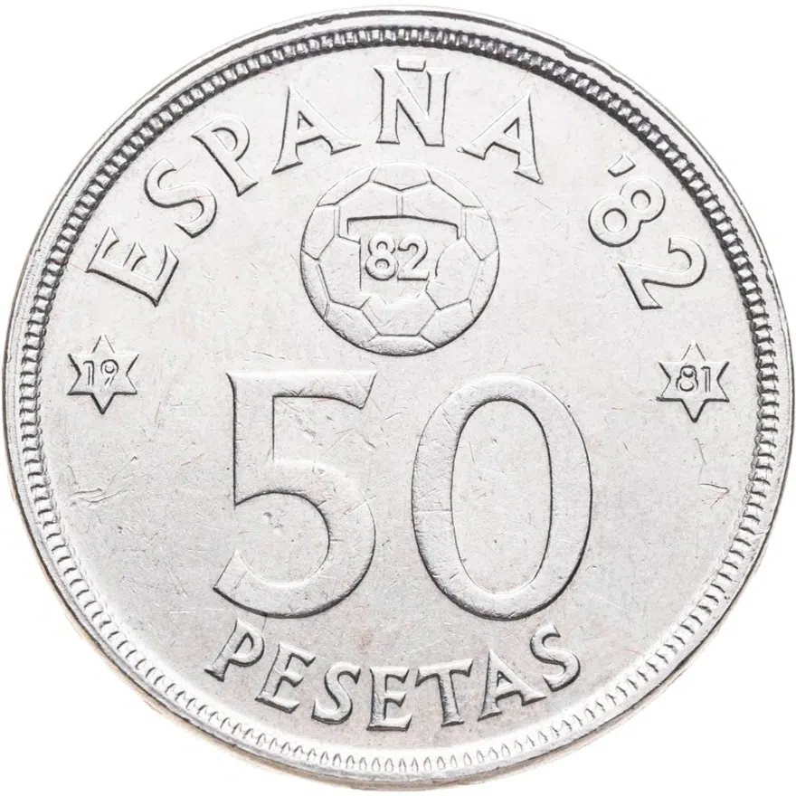 Испания 50 песет (pesetas) 1980 (1981) "Чемпионат мира по футболу 1982"