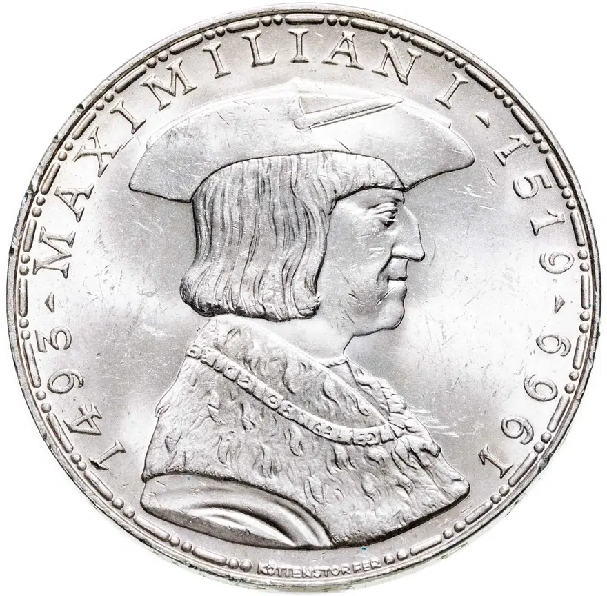 Австрия 50 шиллингов (shillings) 1969 "450 лет со дня смерти Максимилиана I"