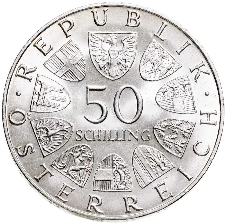 Австрия 50 шиллингов (shillings) 1969 "450 лет со дня смерти Максимилиана I", реверс