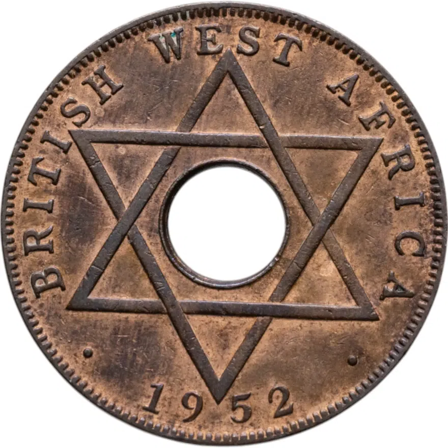 Британская Западная Африка 1 пенни (penny) 1952 знак монетного двора: "H" - Хитон, Бирмингем
