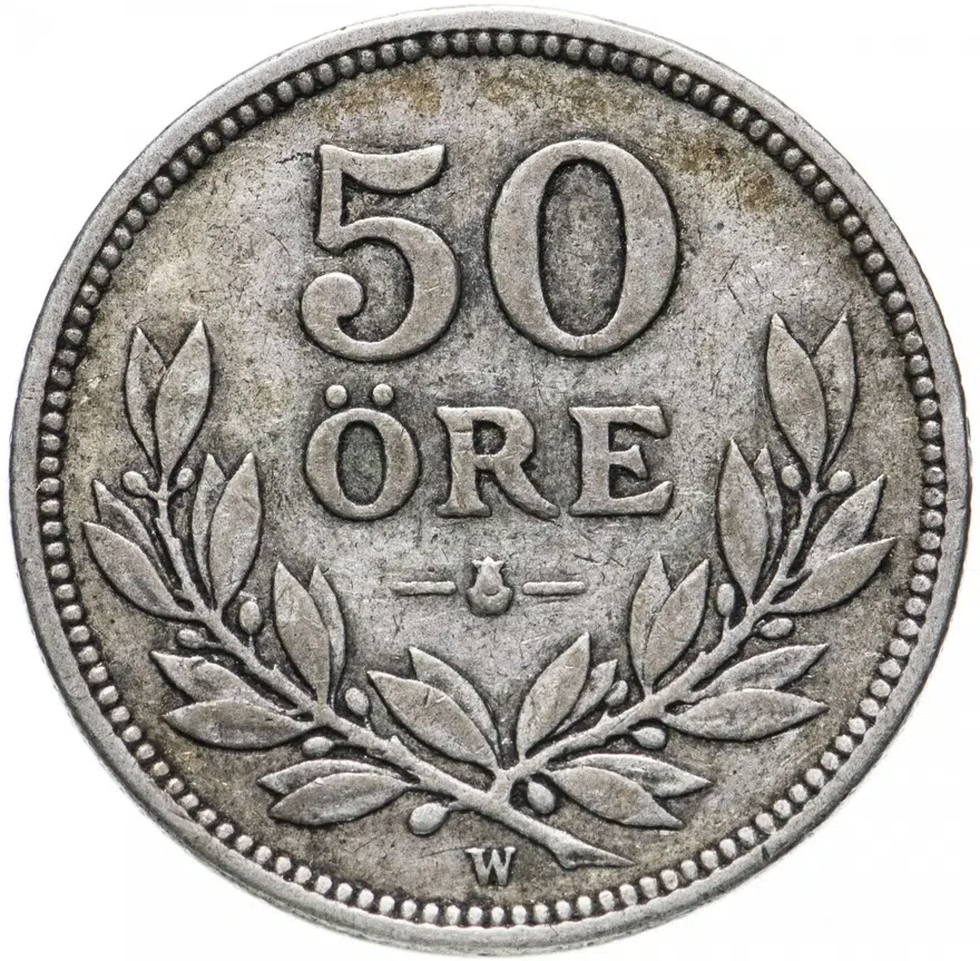 Швеция 50 эре (ore) 1911, реверс