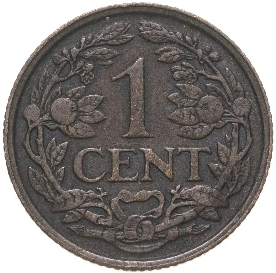 Нидерланды 1 цент (cent) 1921, аверс