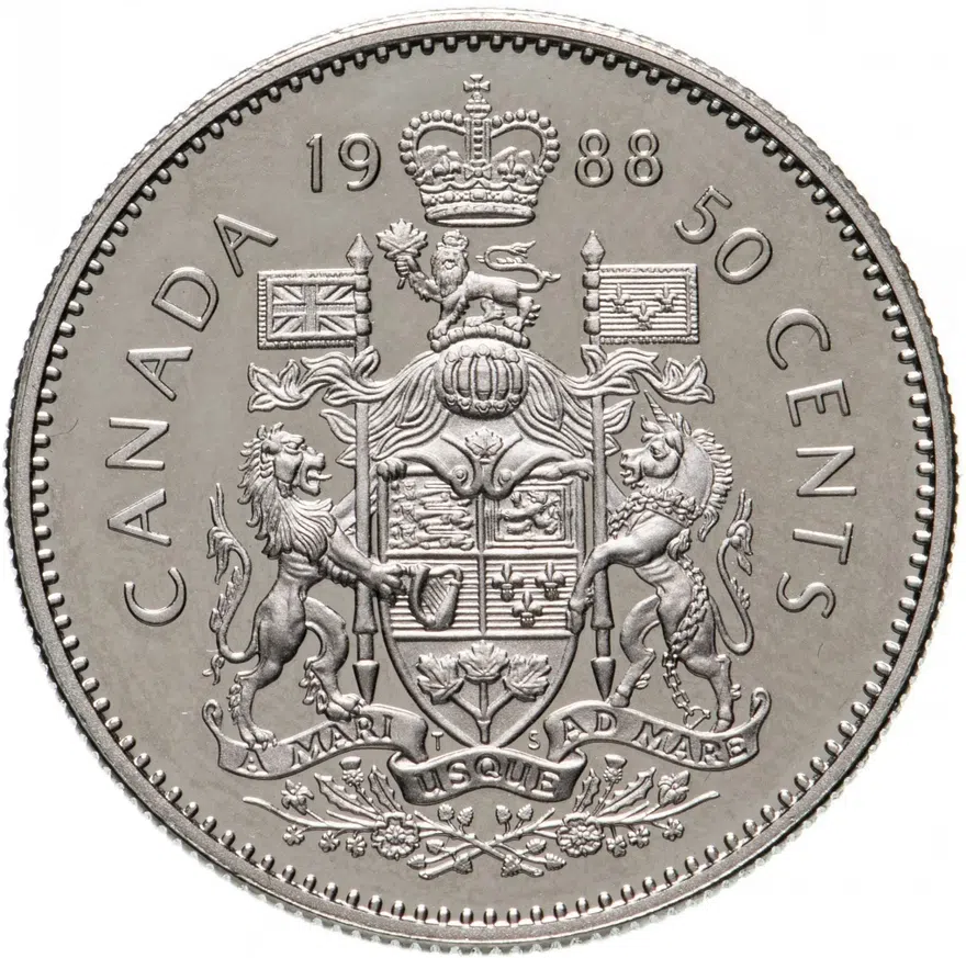 Канада 50 центов (cents) 1988