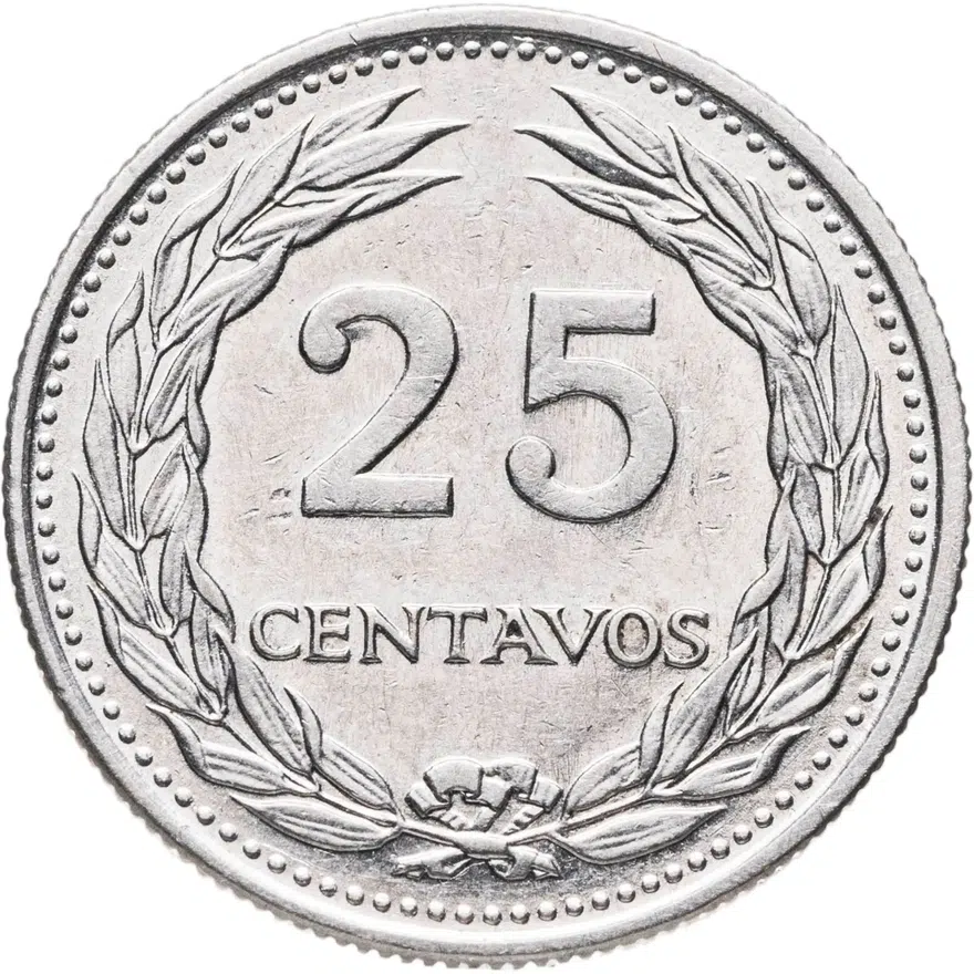Сальвадор 25 сентаво (centavos) 1970, аверс
